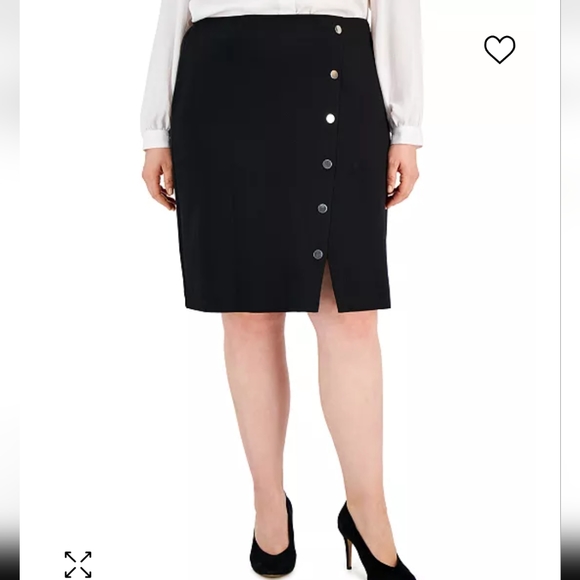 Kasper Plus Size Snap-Embellished Pencil Skirt - Picture 3 of 7